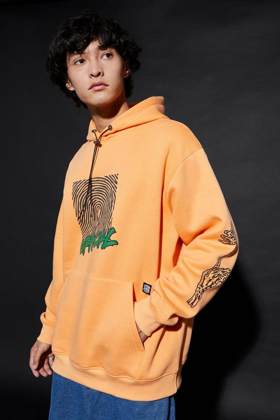 Mustard Oversized Official Graphic Hoodie image number 1