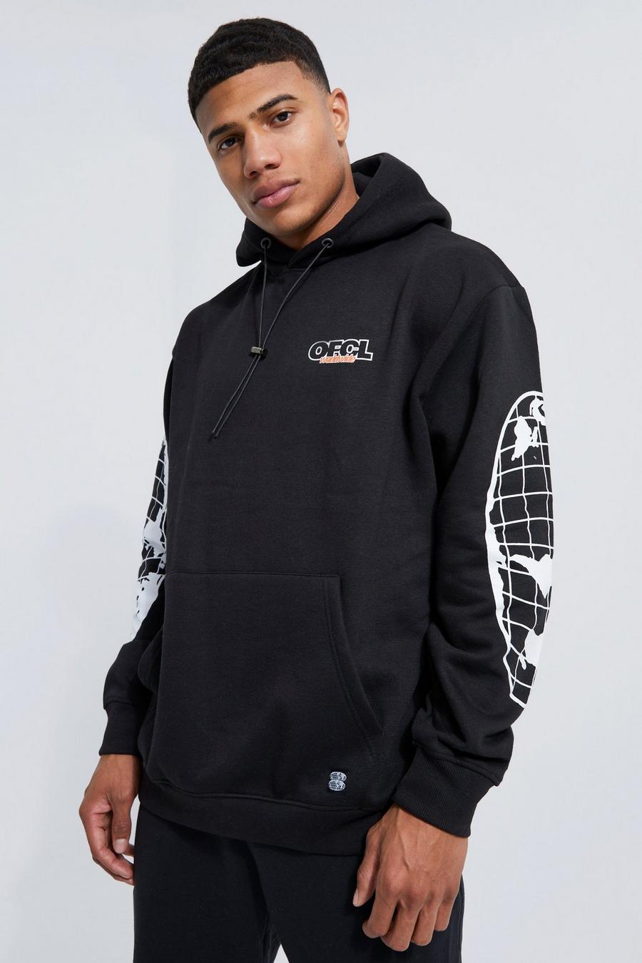 Black svart Official Oversize hoodie med grafiskt tryck