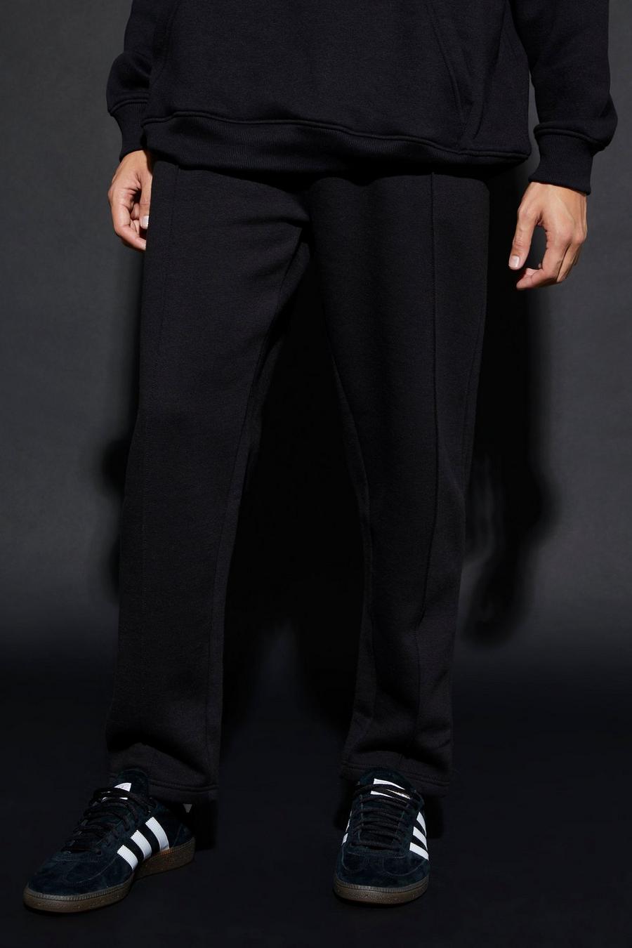 Black Tapered Fit Cropped Pintuck Joggers image number 1
