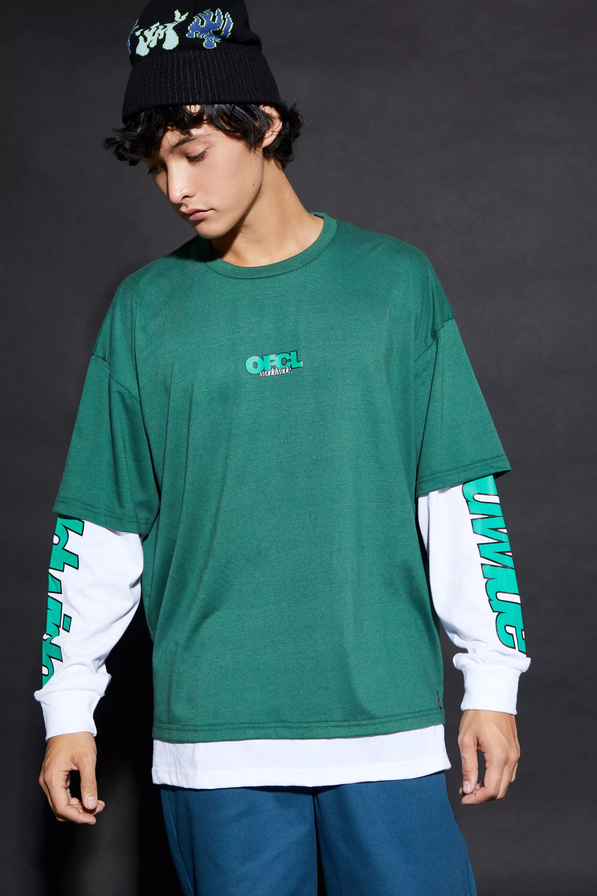 Oversized Faux Layer Long Sleeve T-shirt