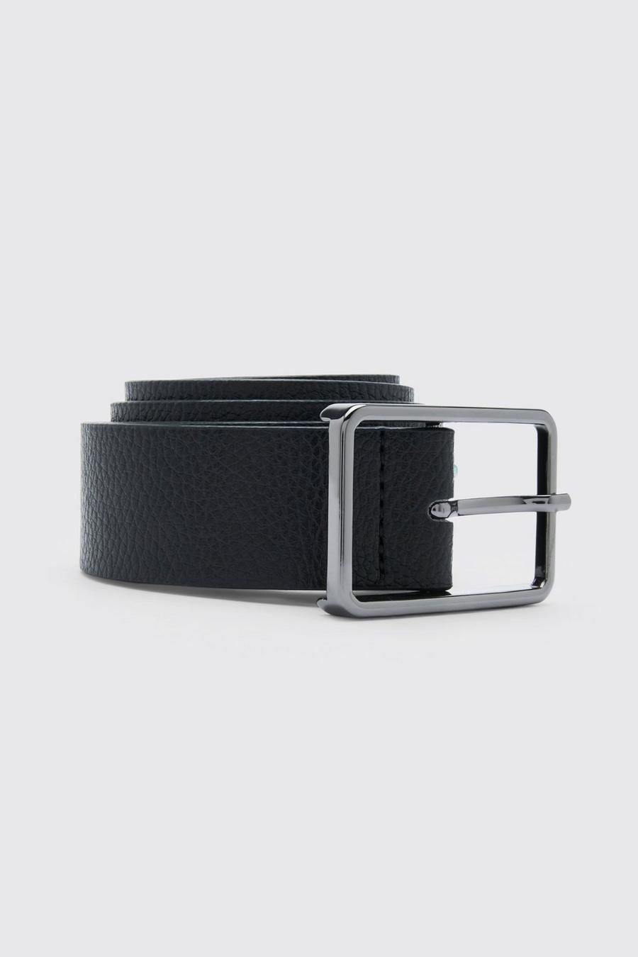 Black nero Faux Leather Texture Belt
