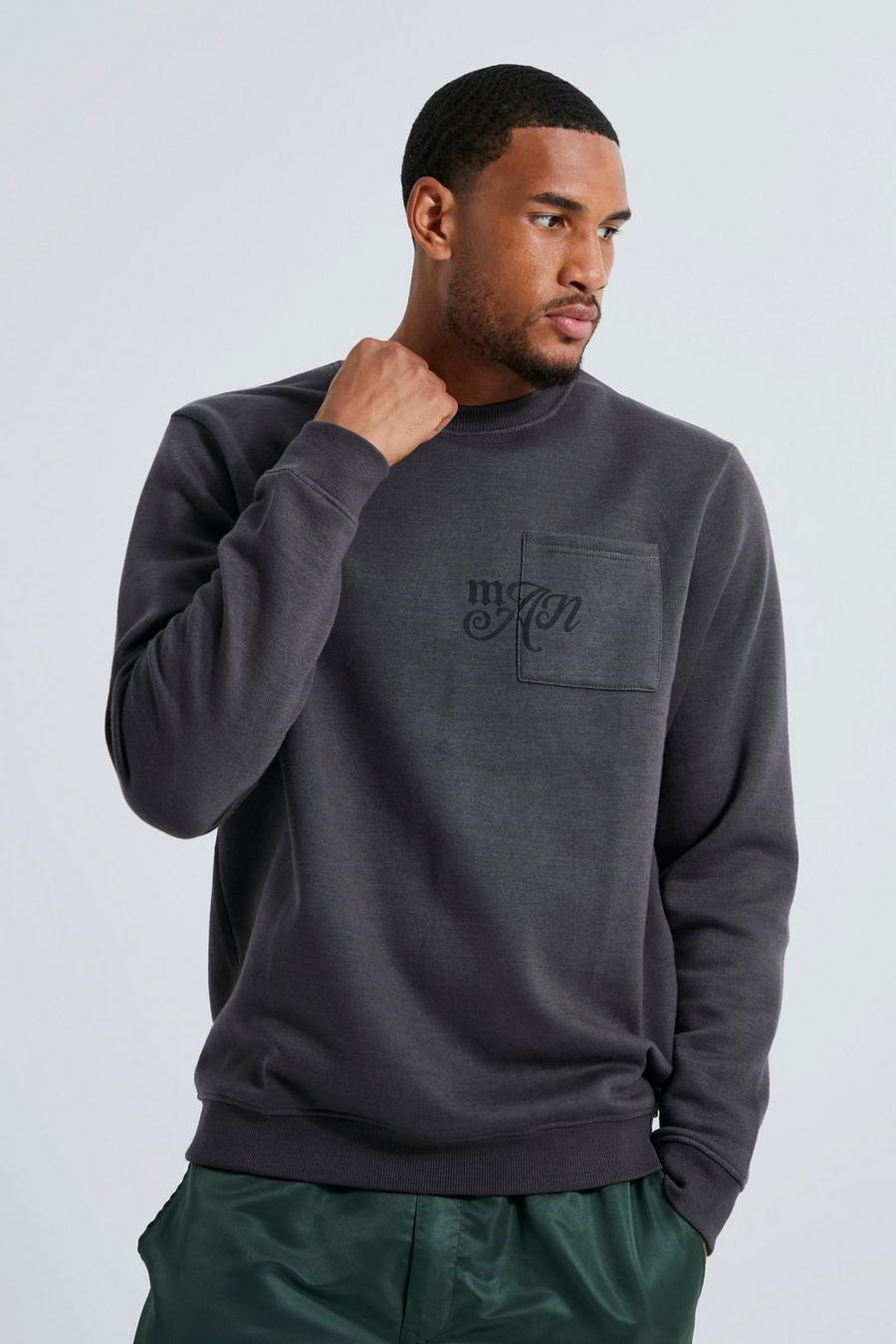 Dark grey Tall Varsity Man Pocket Sweatshirt image number 1