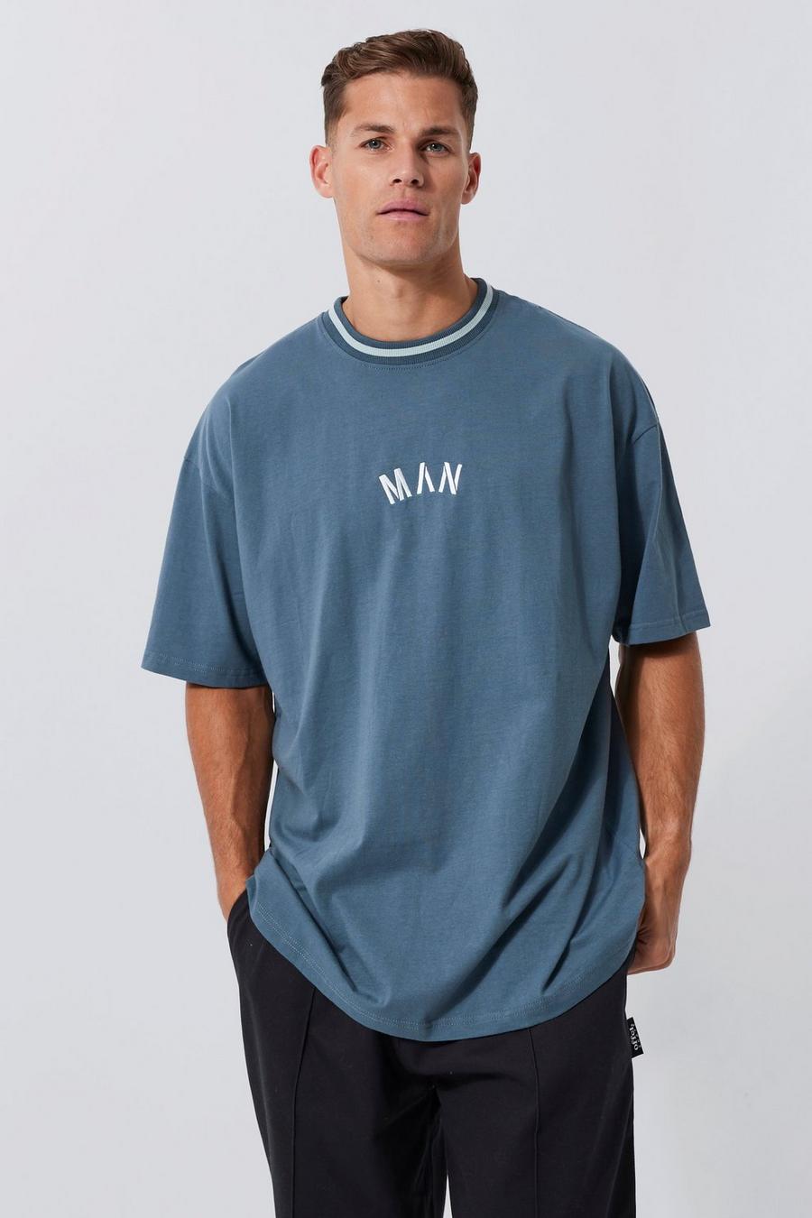Slate blue Tall Oversized Man Sports Rib T-shirt image number 1
