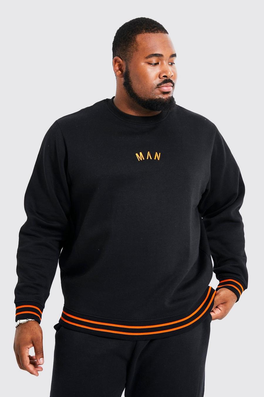 Black Plus Man Sports Rib Sweatshirt image number 1