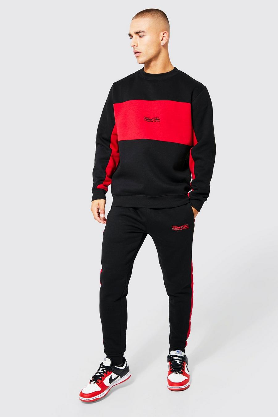 Black nero Official Man Colour Block Sweater Tracksuit
