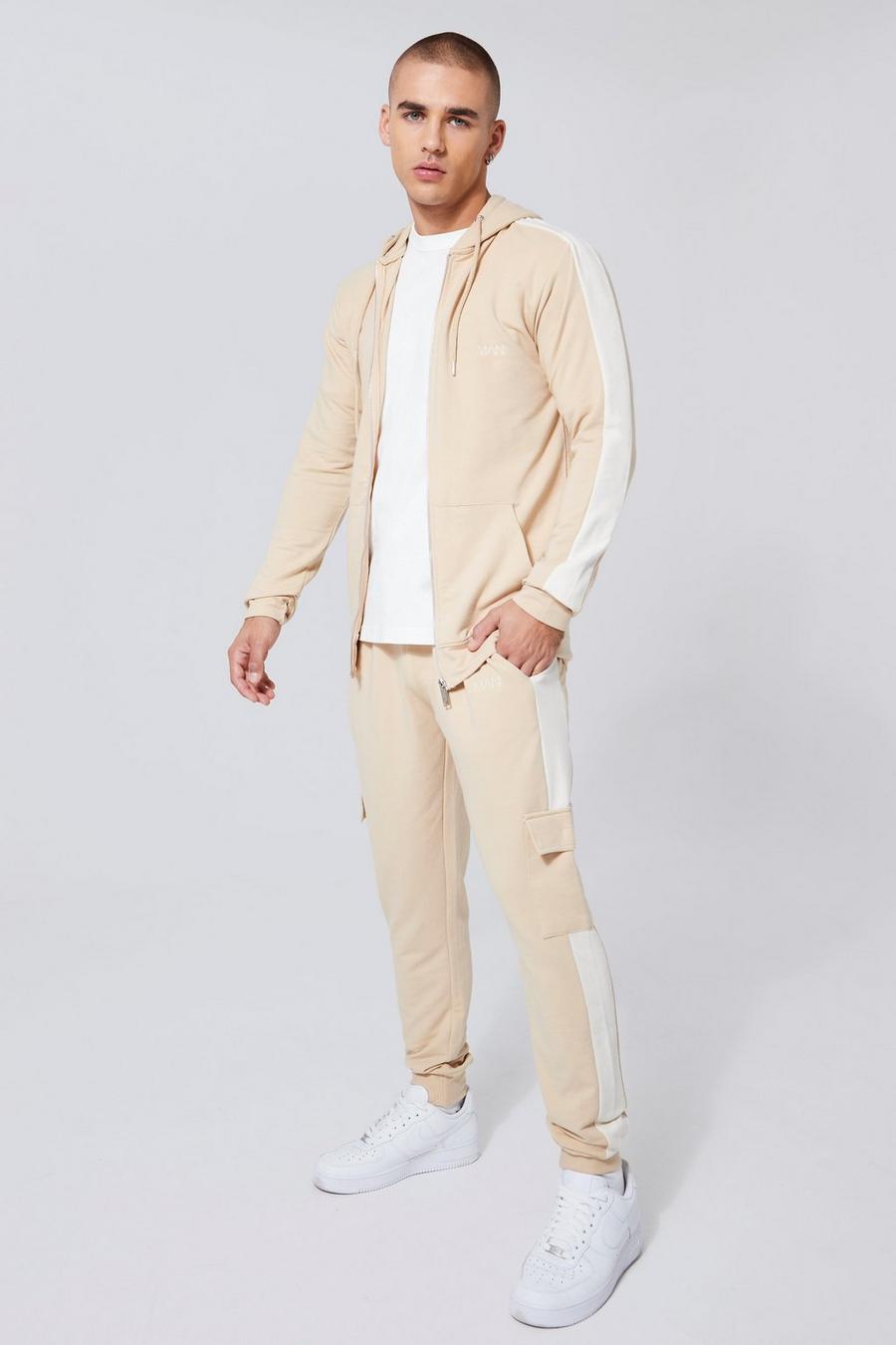 Sand Man Muscle Fit Tracksuit With Cargo Pocket image number 1