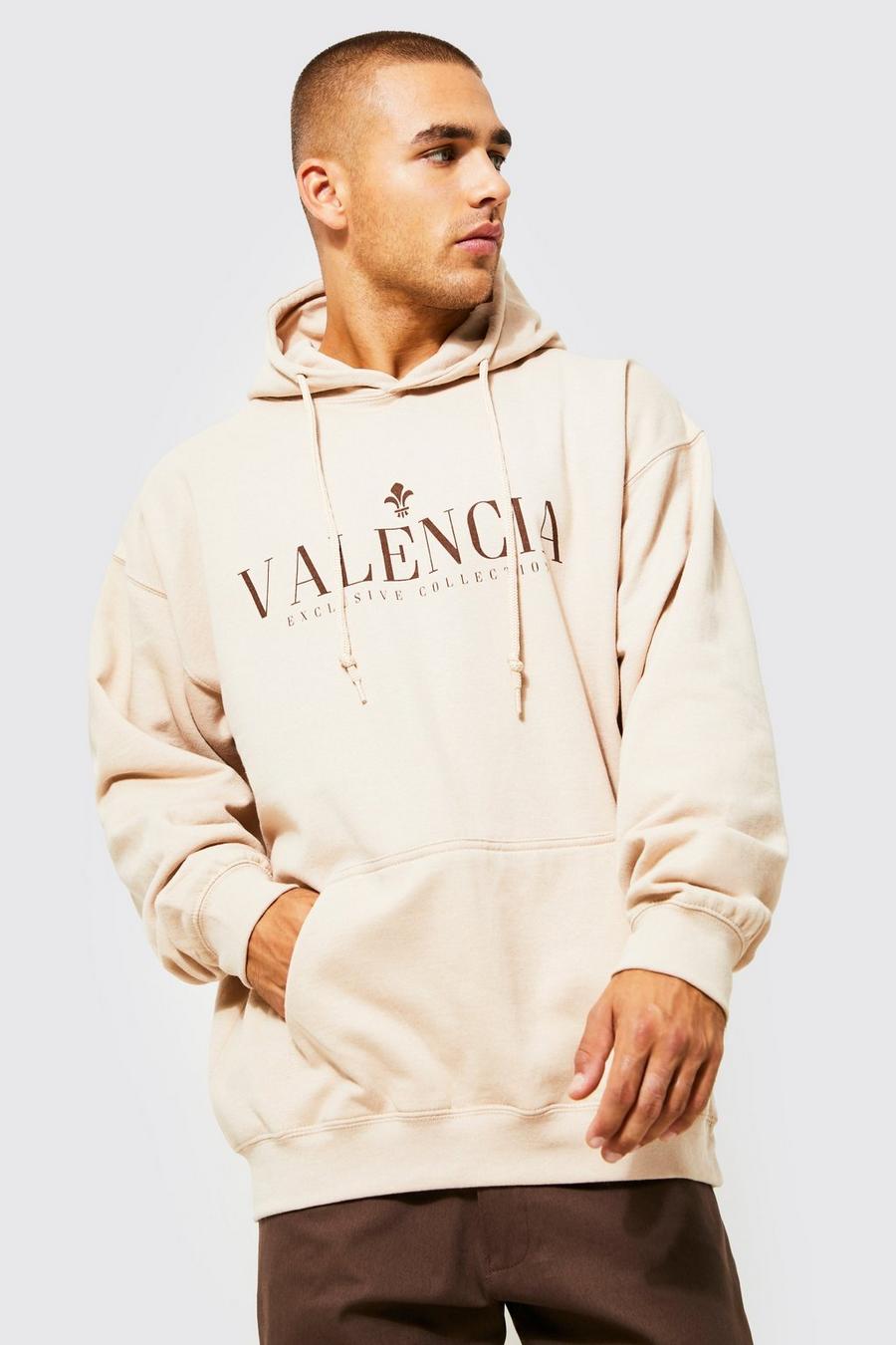 Sand Oversized Valencia Graphic Hoodie image number 1