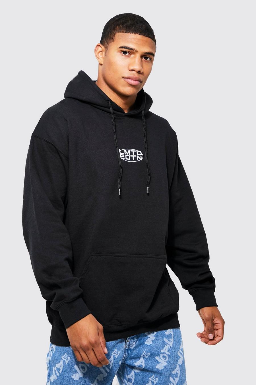 Black Limited Edition Oversize hoodie med grafiskt tryck image number 1