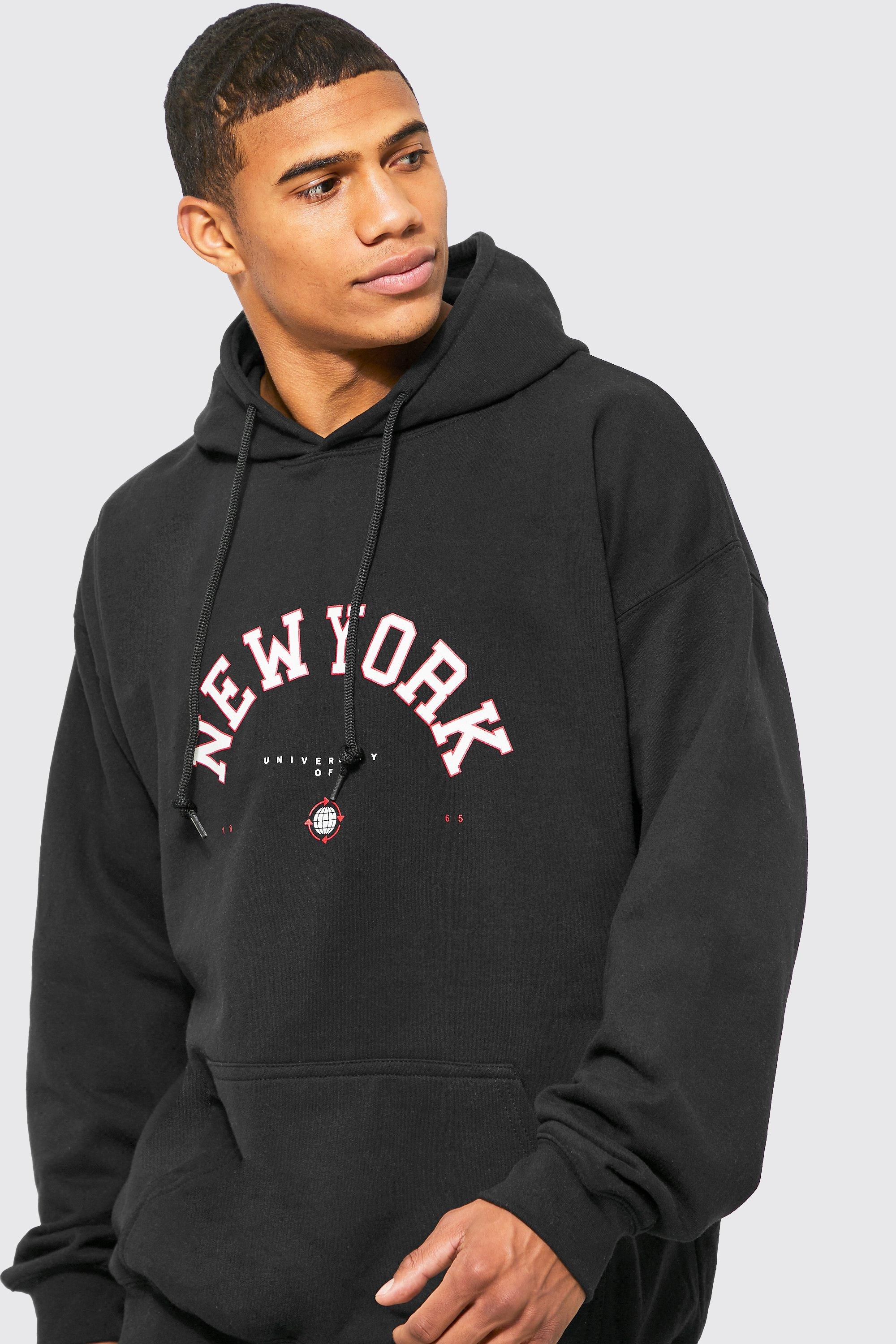 new york hoodie black and red