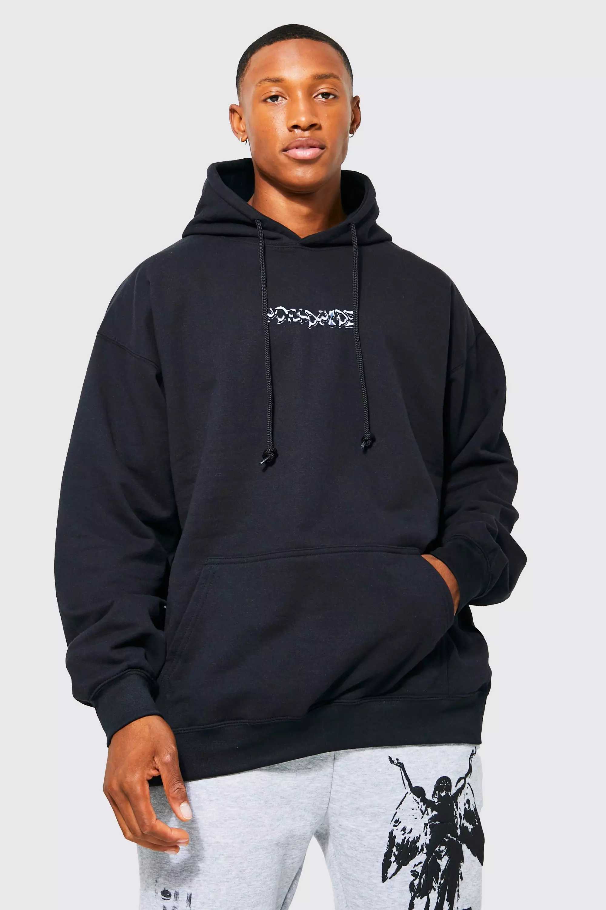 Oversized Fleece Logo Graphic Hoodie