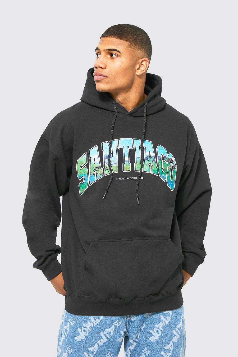 Black Santiago Oversize hoodie med tryck image number 1