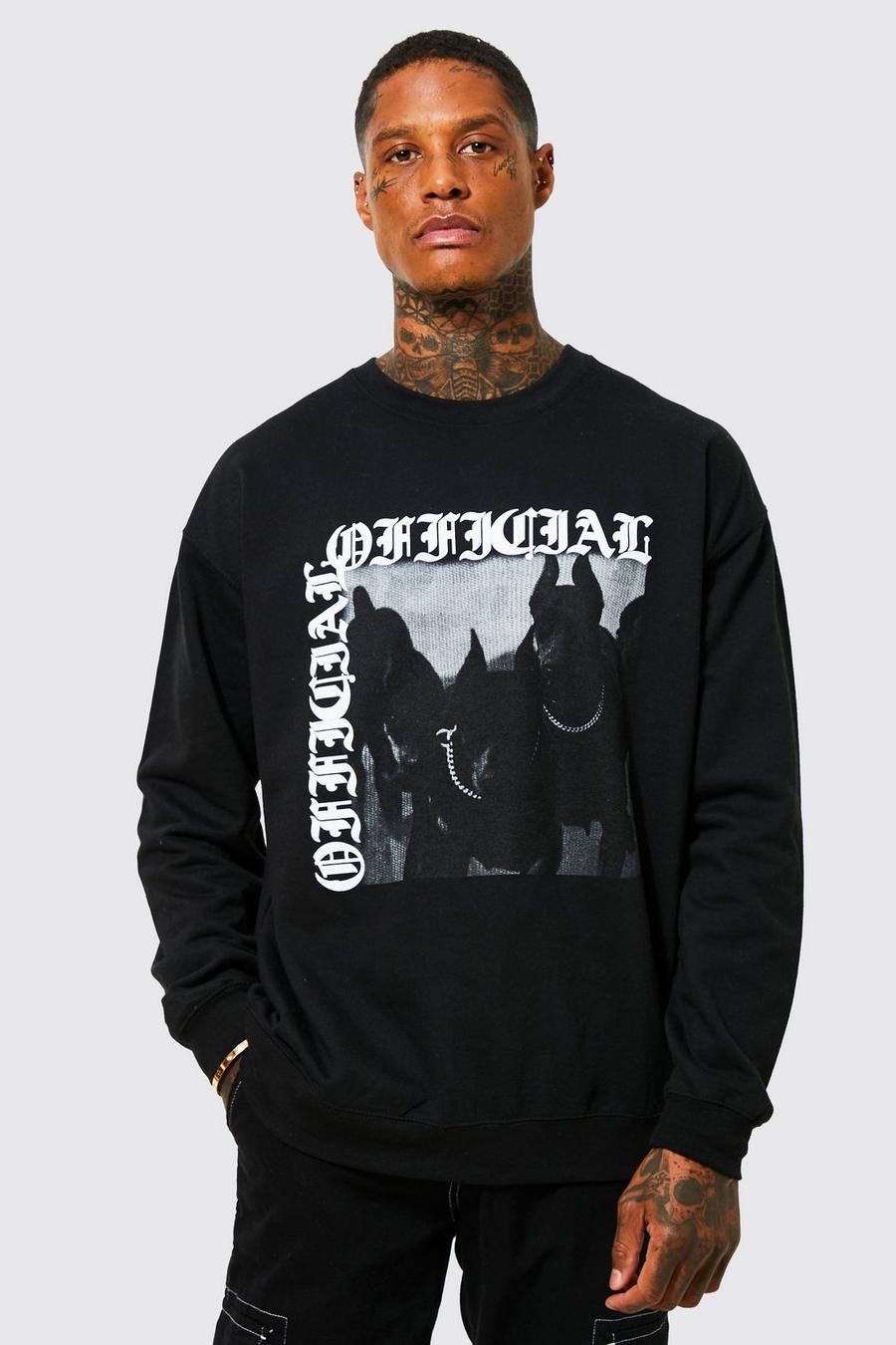 Black svart Oversized Official Dog Graphic Sweatshirt