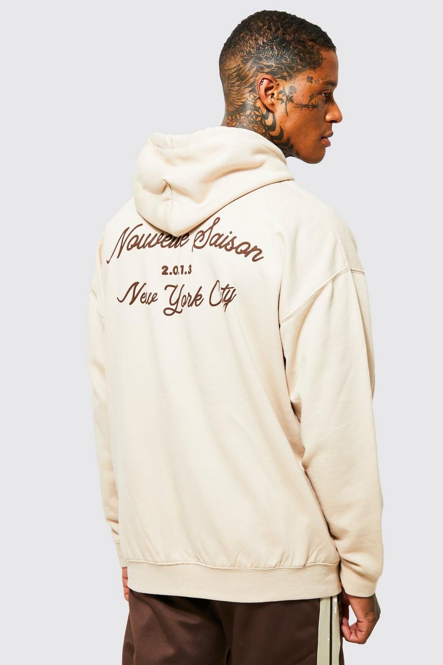 Sand Oversized Nouvelle Graphic Hoodie image number 1