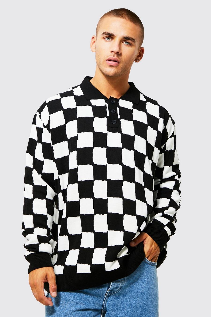 Black Skate Checkerboard Oversized Polo image number 1
