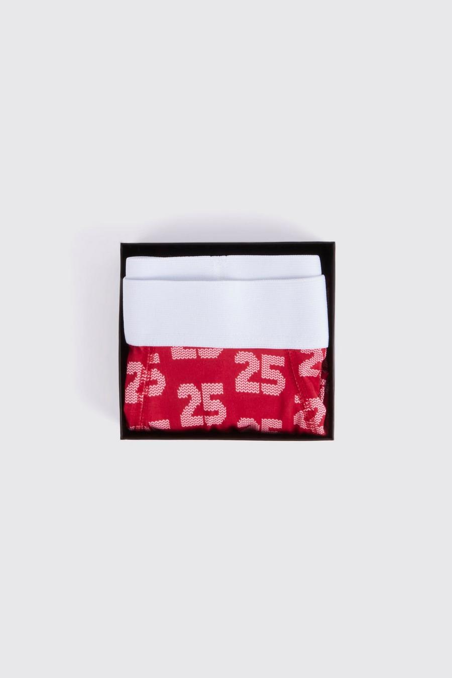 Red Christmas 25 Print Gift Box Boxer image number 1