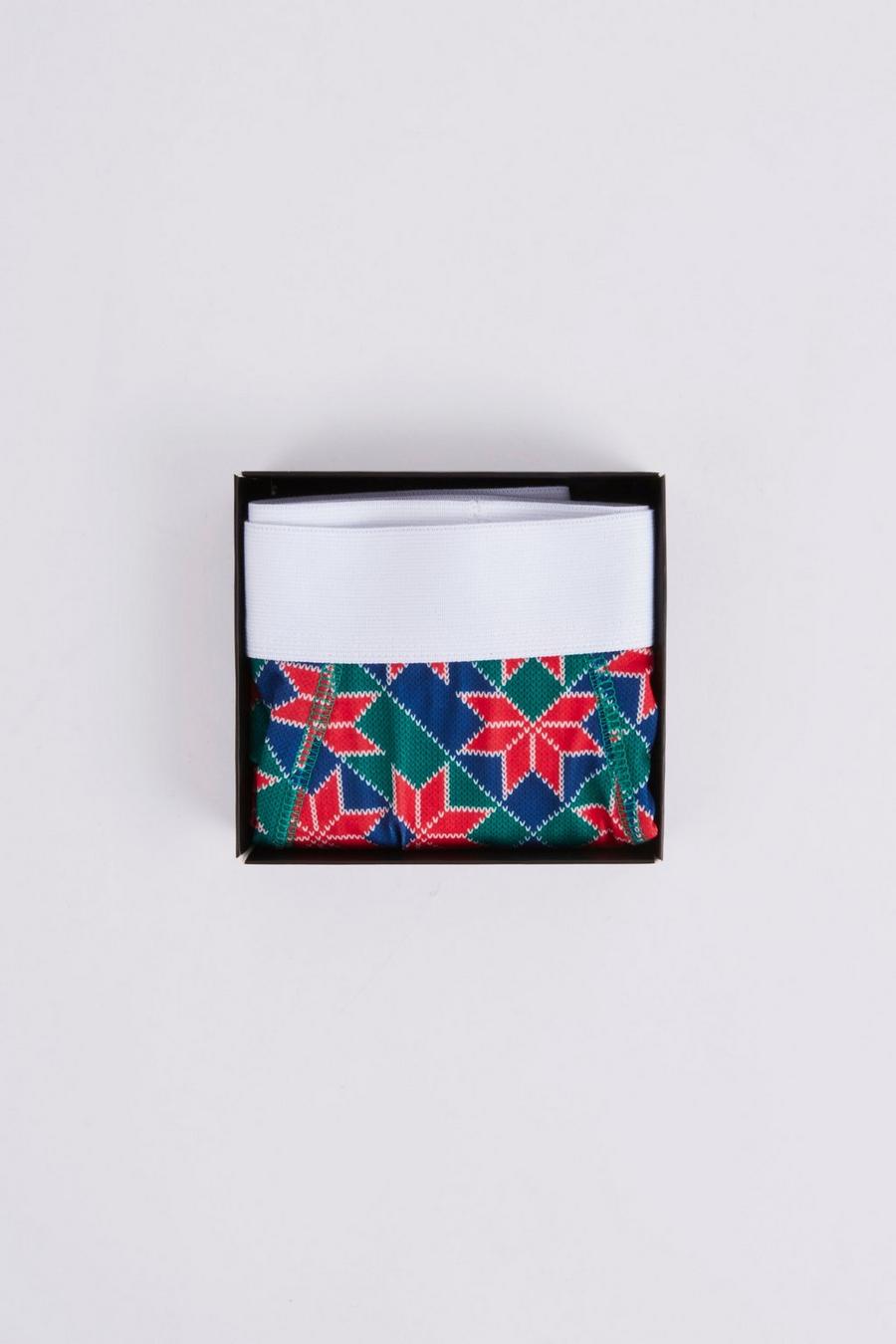 Multi Christmas Holly Print Gift Box Boxer image number 1