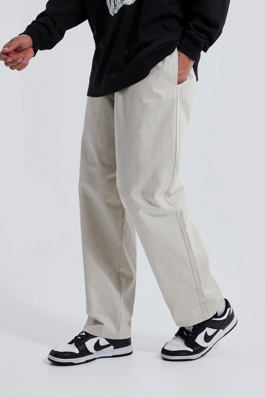 Tall Twill Chino-Hose, Stone image number 1