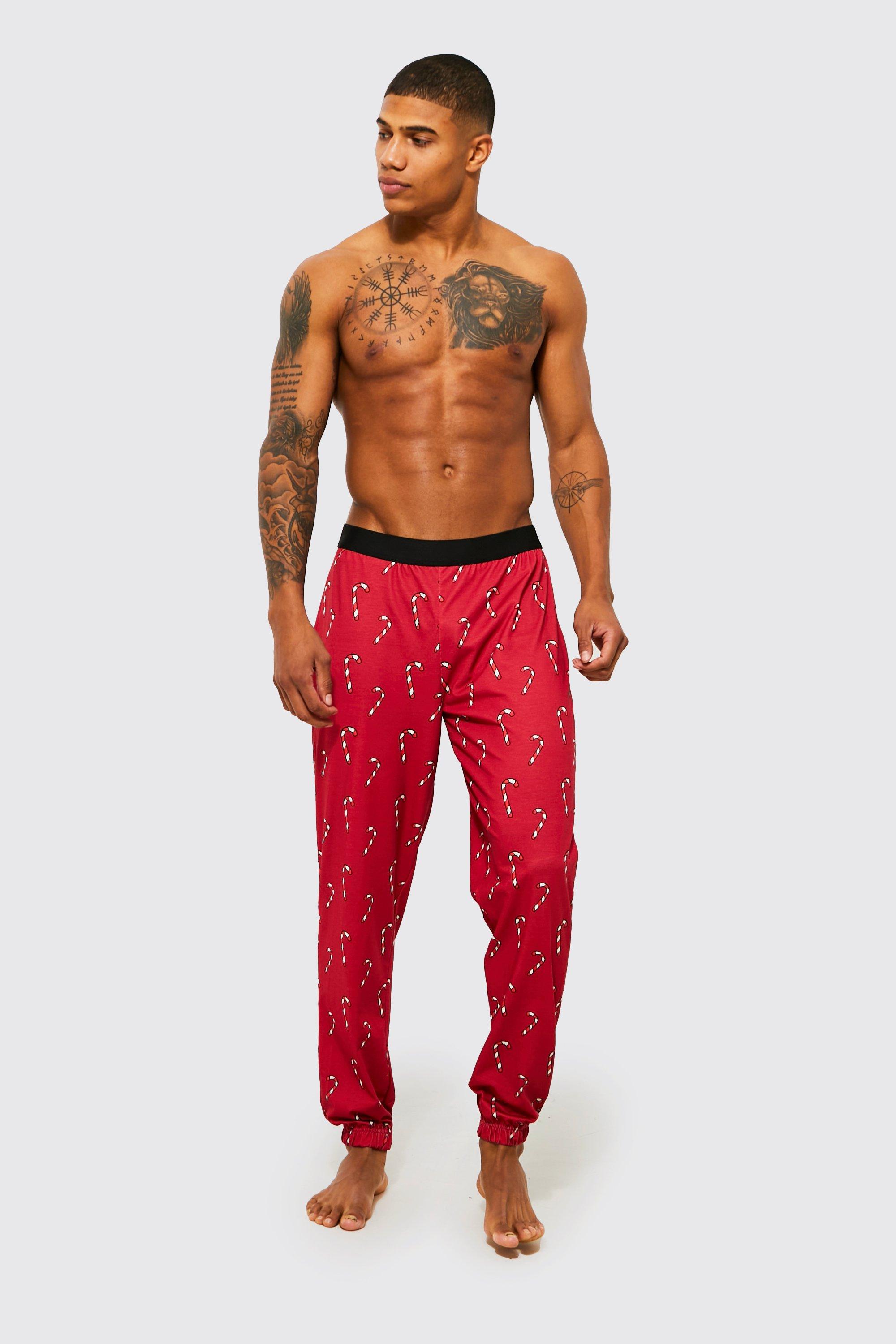 Green Christmas Men's Trunks, Red Candy Cane Print Premium Boxer