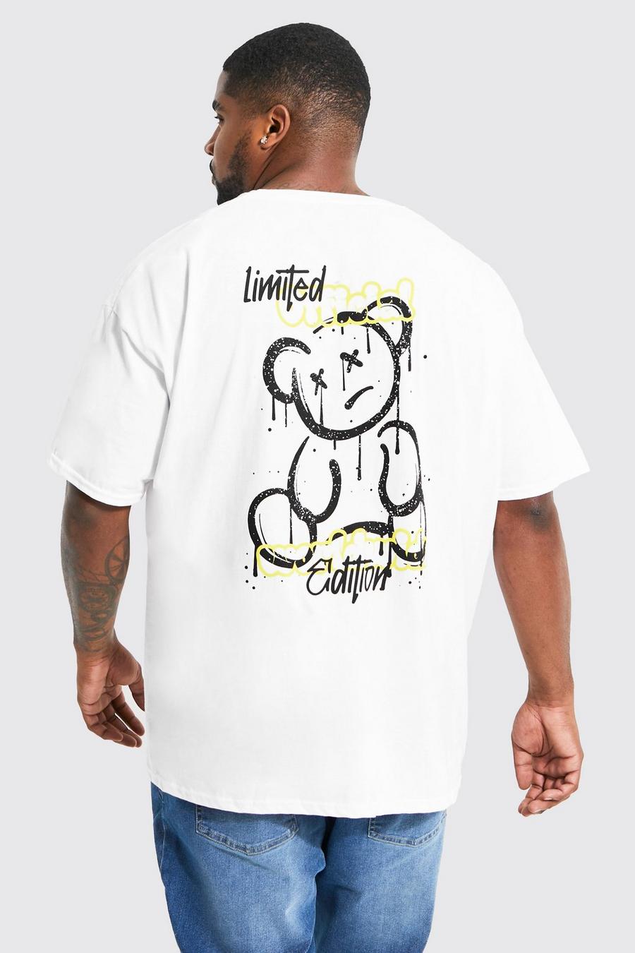 White Plus Graffiti Teddy Back Print T-shirt image number 1