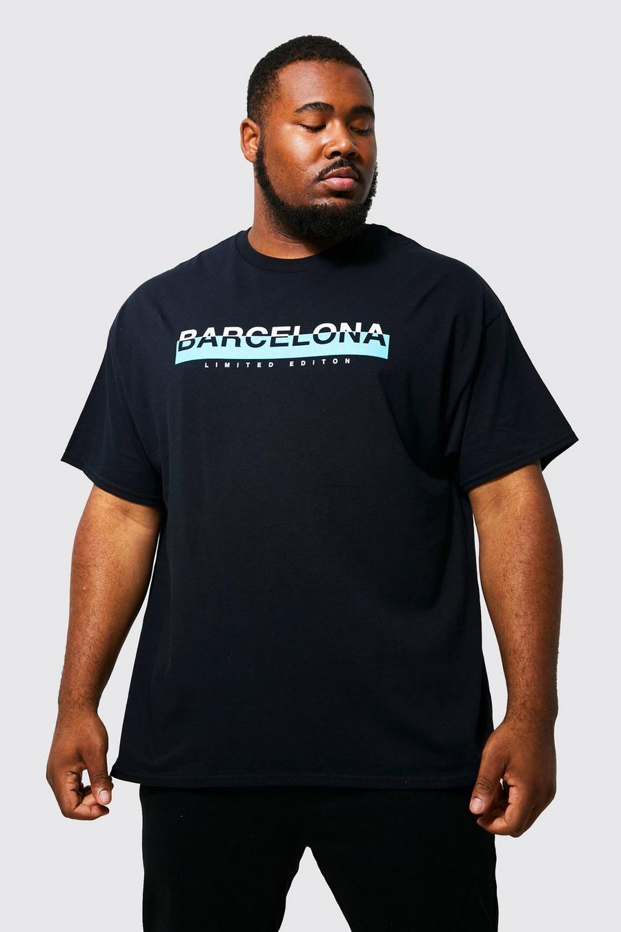 T-shirt Plus Size con stampa Barcelona, Black image number 1