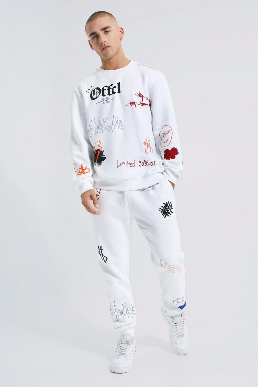 White Offcl Graffiti Sweater Tracksuit image number 1