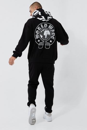 Oversized Ofcl Worldwide Hooded Tracksuit black