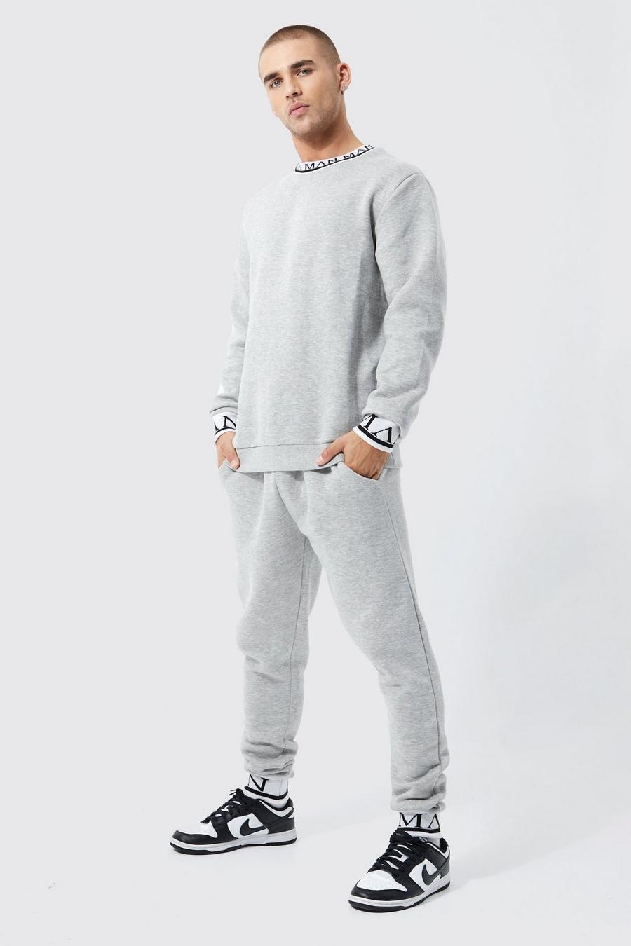 Grey grå Sweater Tracksuit With Man Rib image number 1