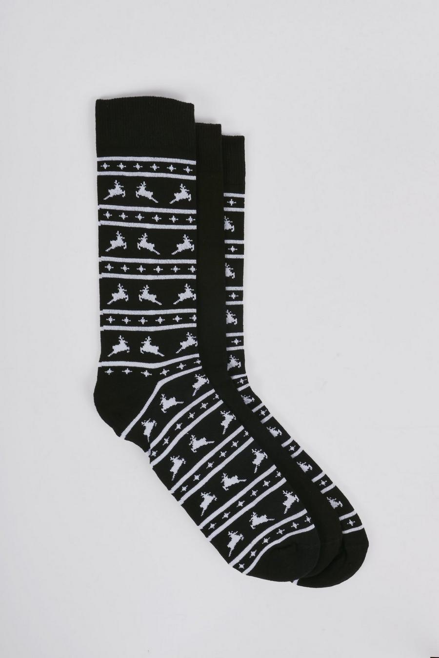Multi Gebreide Kerst Sokken In Een Doosje (3 Paar) image number 1