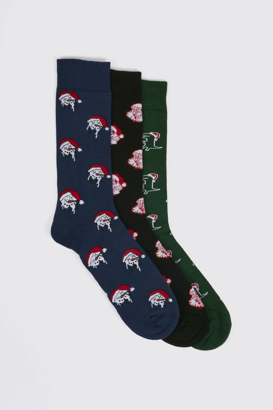 Multi 3 Pack Boxed Mixed Christmas Socks image number 1