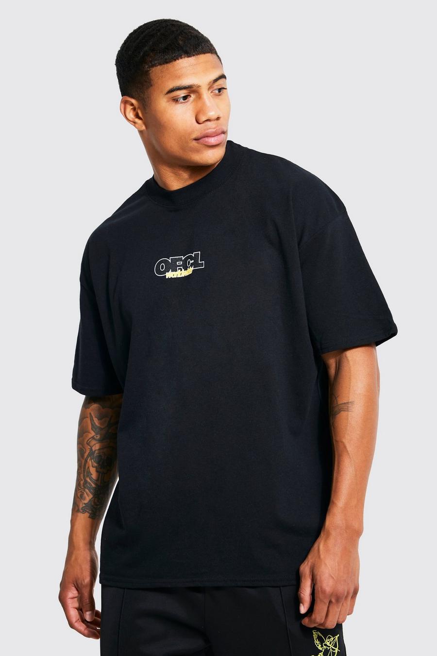 Black Oversized Extended Neck Ofcl T-shirt image number 1