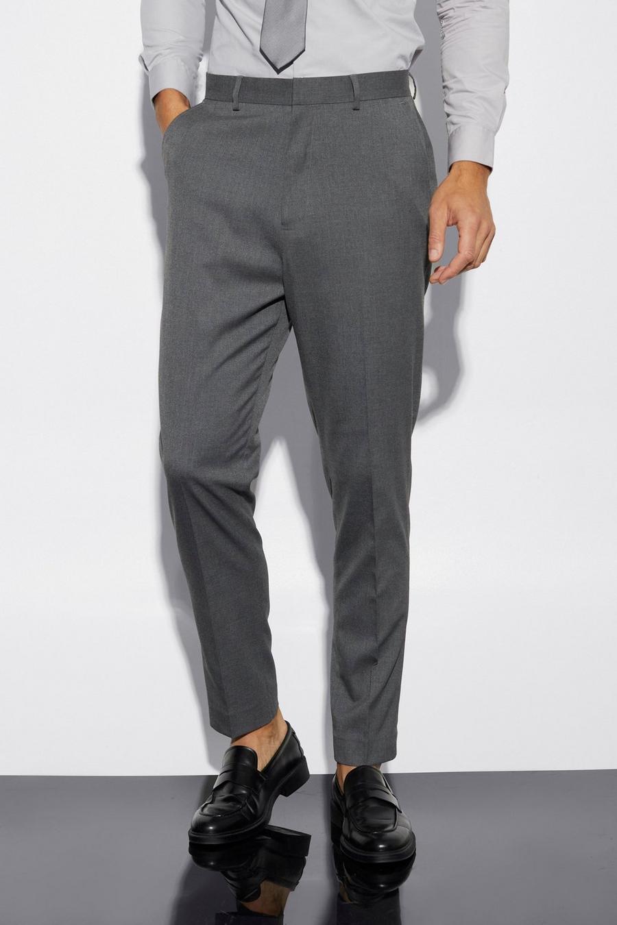 Grey grau Tall Toelopende Pantalons