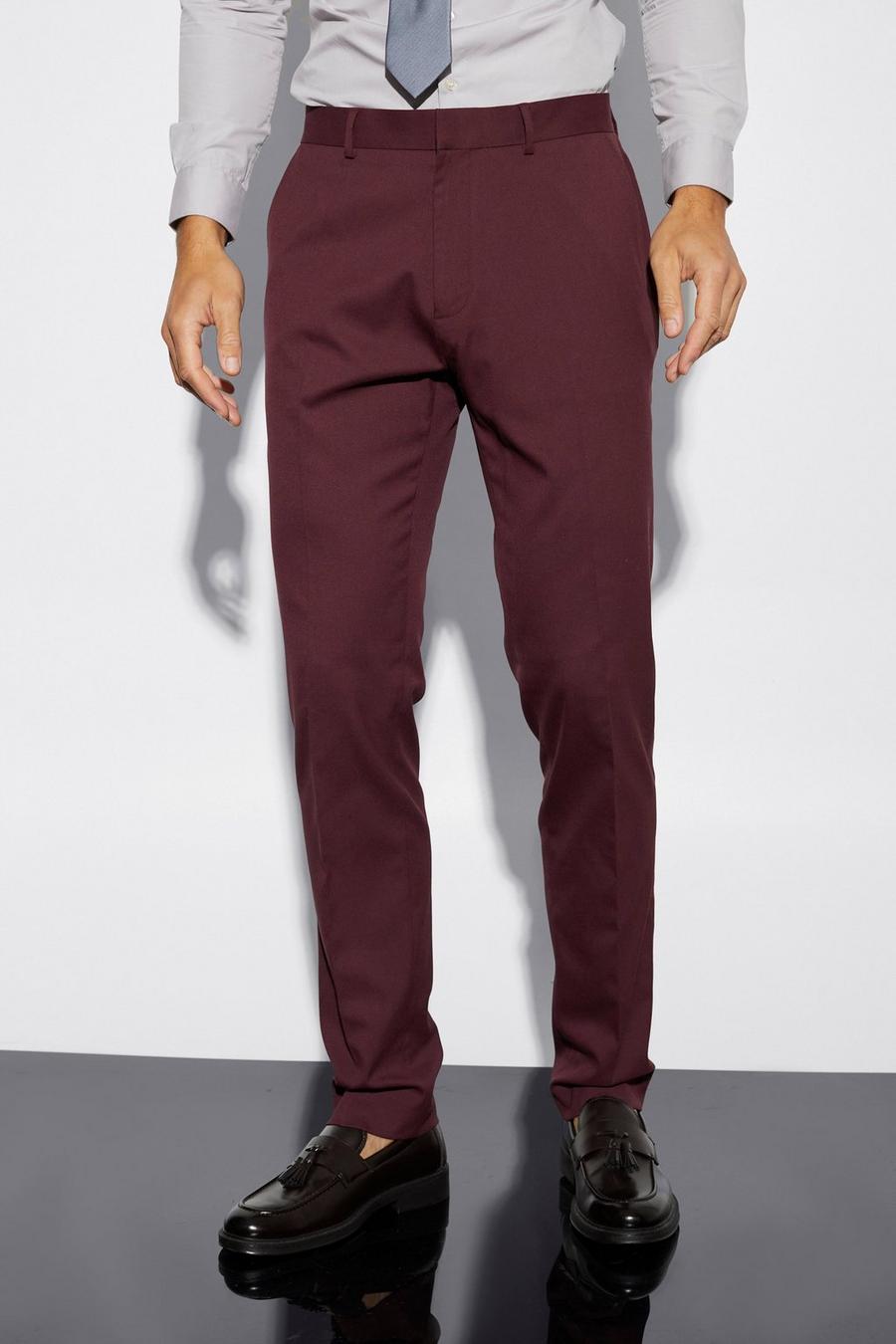 Burgundy Tall Slim Fit Tailored Trouser image number 1