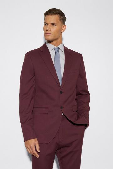 Tall Slim Single Breast Suit Jacket burgundy