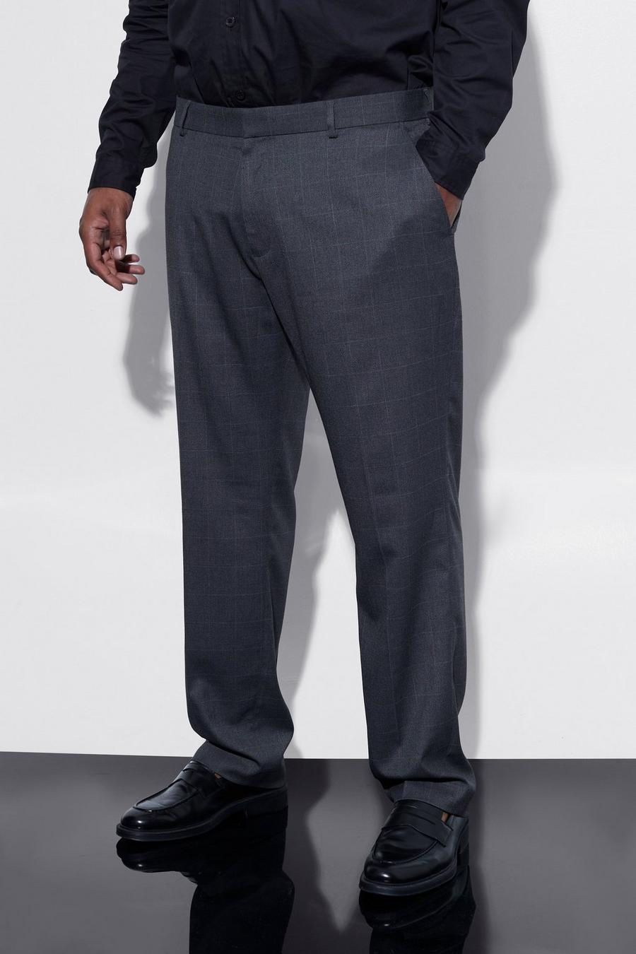 Dark grey Plus Slim Fit Check Tailored Trouser image number 1