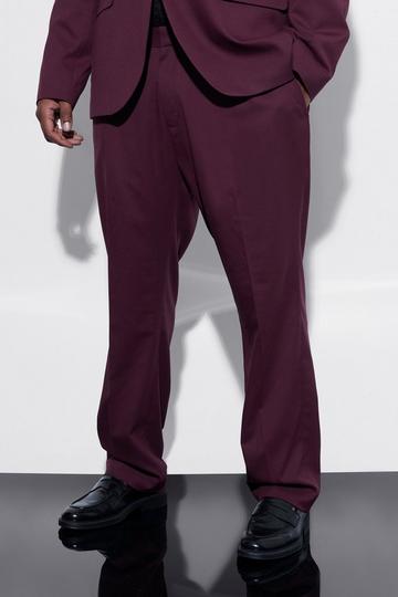 Burgundy Red Plus Slim Fit Tailored Trouser