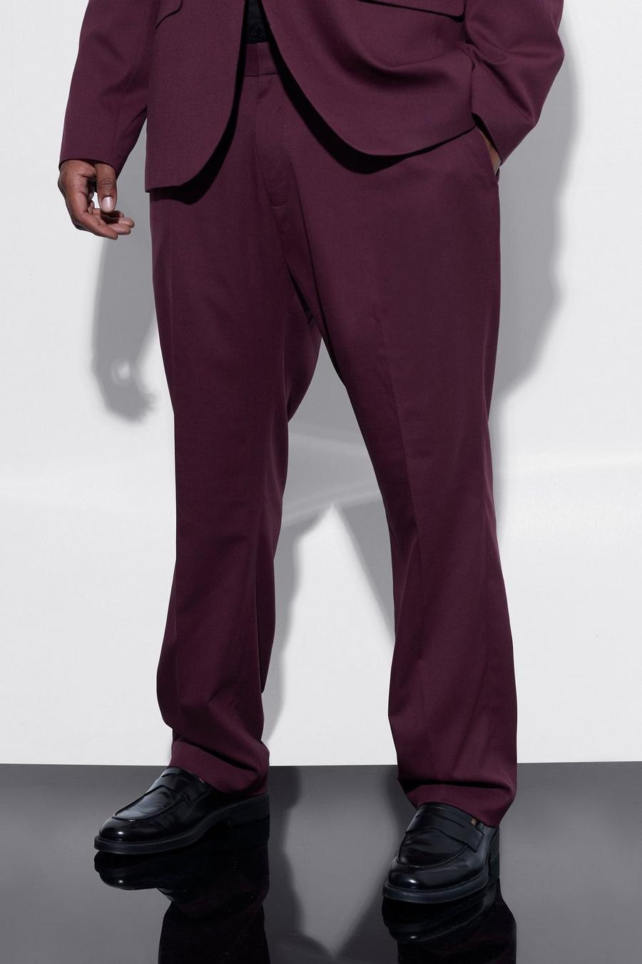 Burgundy Plus Slim Fit Tailored Trouser image number 1