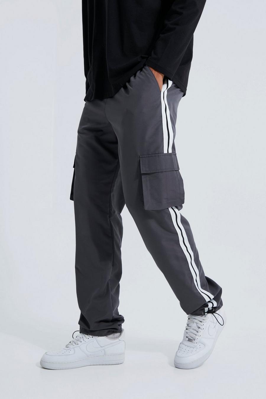 Pantalón Tall cargo de shell con cinta deportiva, Dark grey image number 1