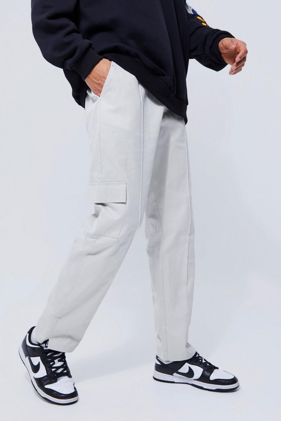 Grey Tall Nette Toelopende Cargo Chino image number 1