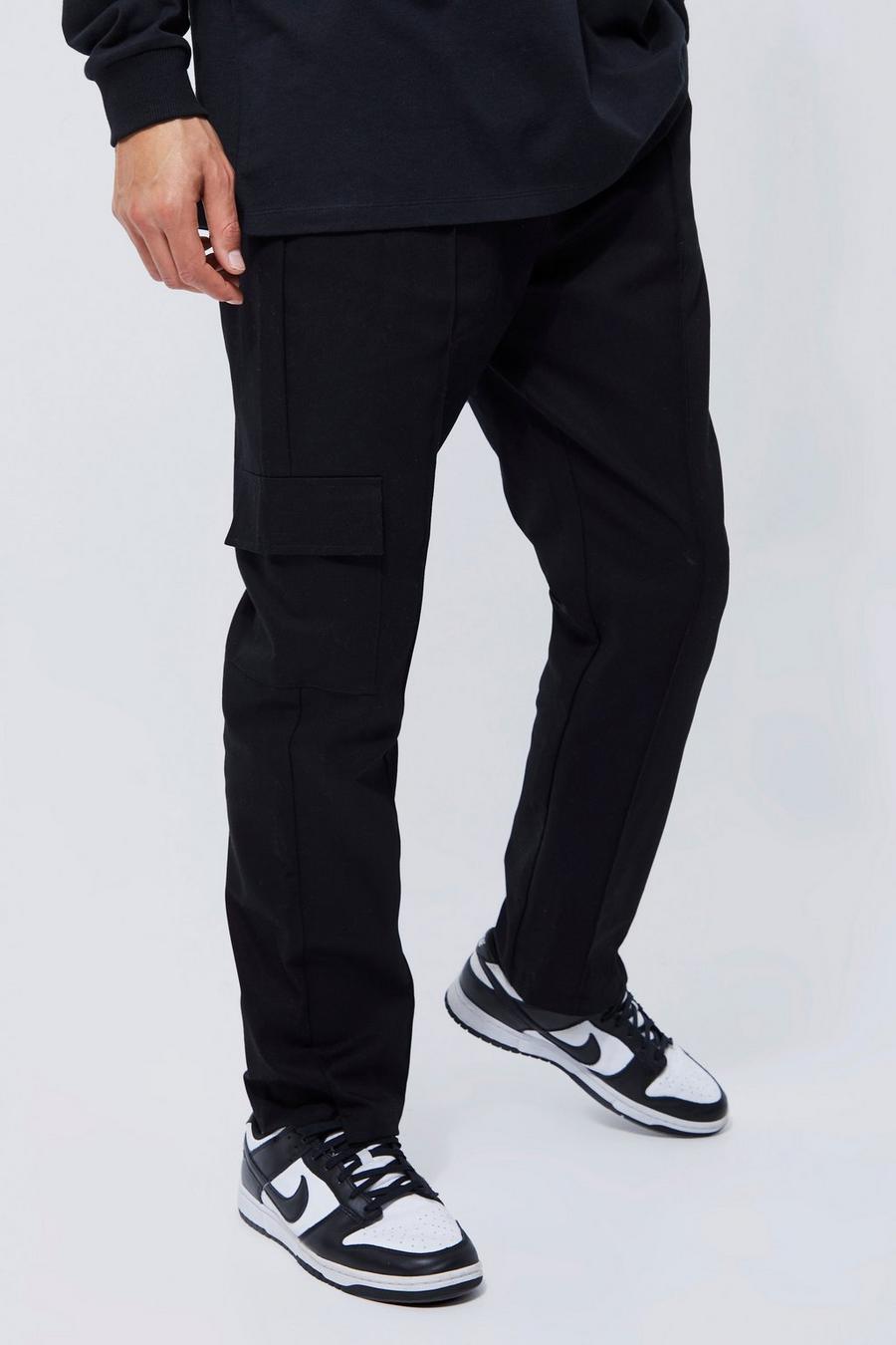 Black Tall Tapered Fit Smart Cargo Chino