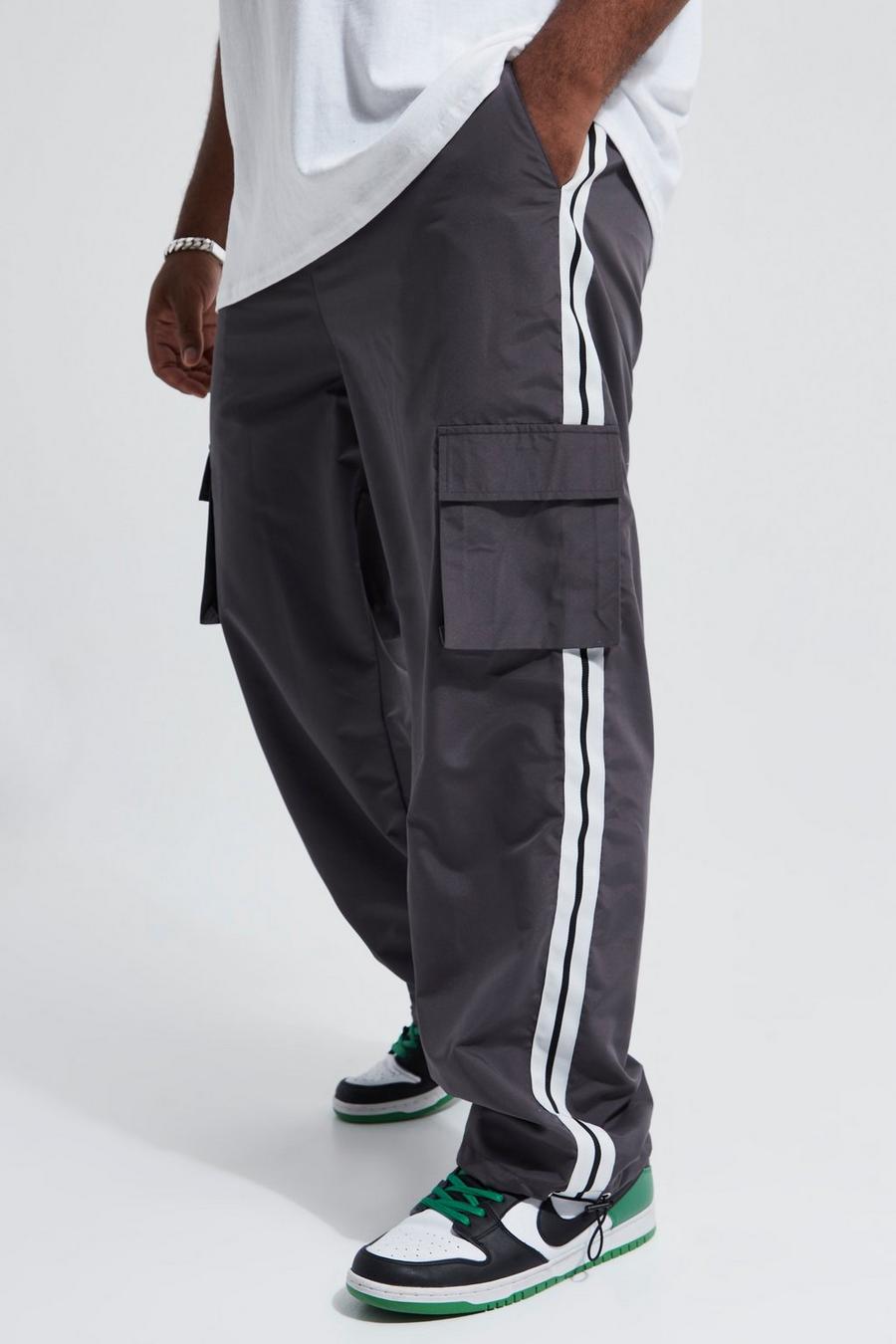 Dark grey Plus Shell Cargo Trouser With Sports Tape image number 1