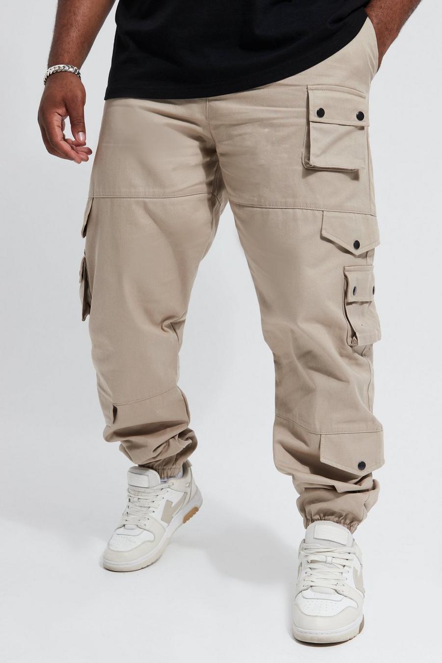 שמנת bianco מכנסי דגמ'ח עם כיסים מרובים למידות גדולות