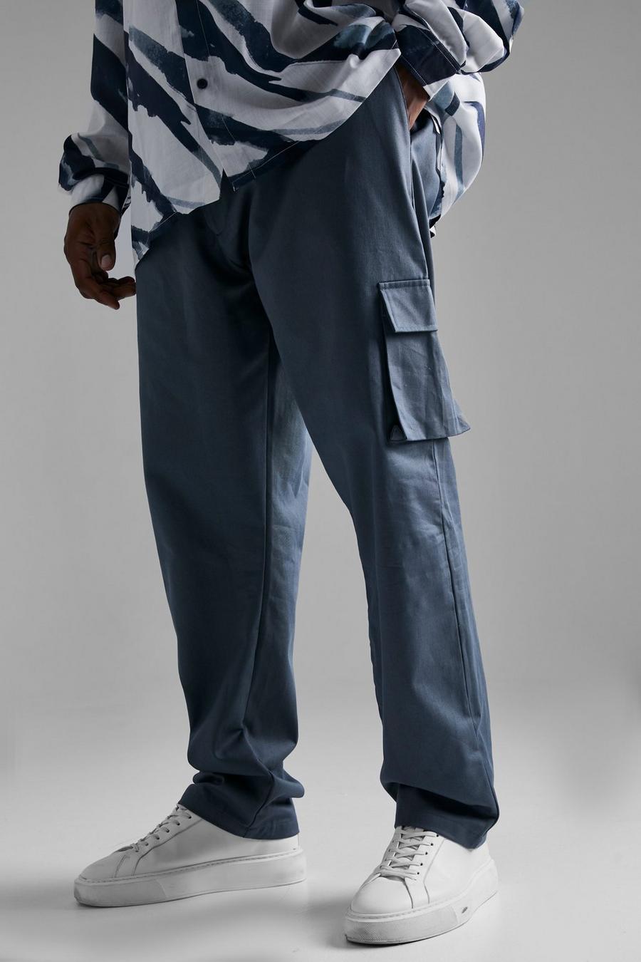 כחול צפחה azzurro מכנסי דגמ'ח בגזרה רגילה, מידות גדולות