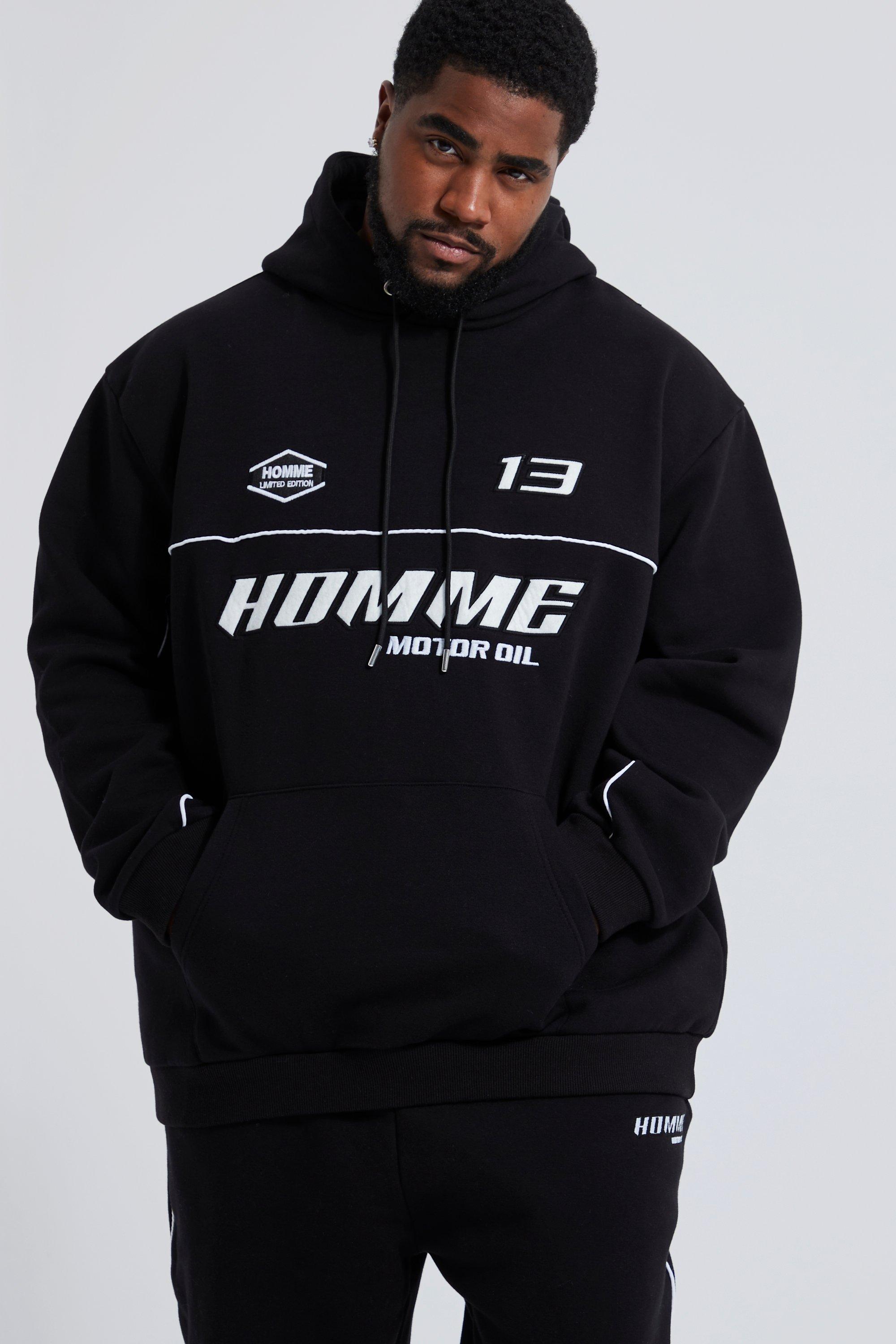 Men's Plus Oversized Applique Motorsport Tracksuit