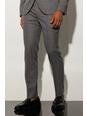 Black Slim Fit Check Contrast Stitch Suit Trousers
