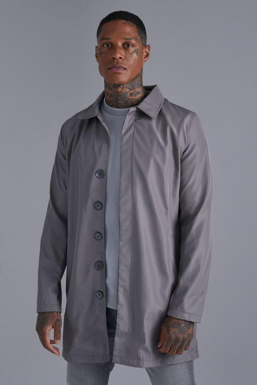 Charcoal Smart Single Breasted Trench Mac image number 1