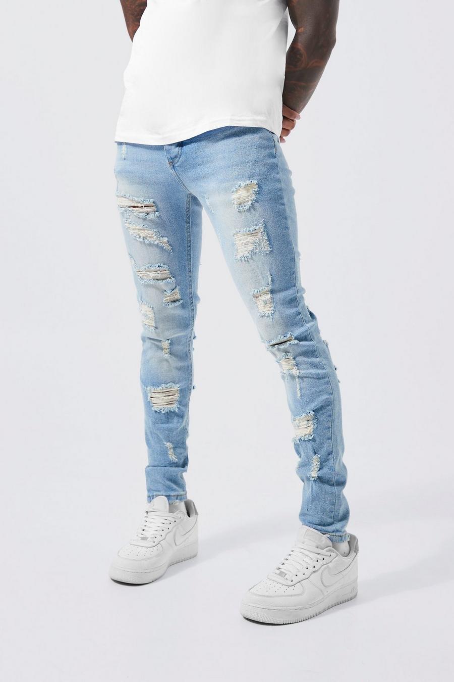 Light blue Skinny All Over Ripped Jeans image number 1