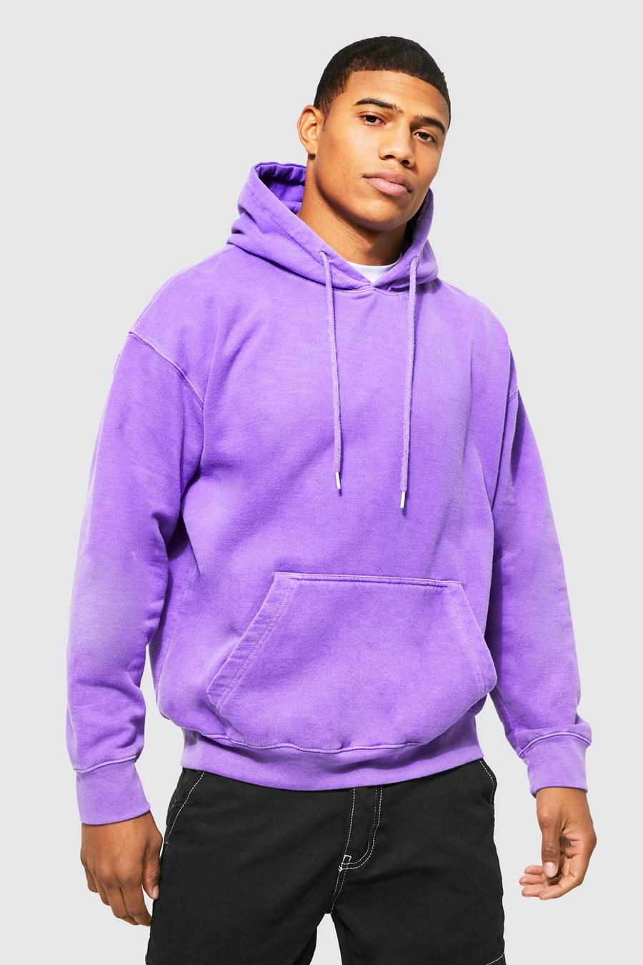 Purple Oversized Washed Hoodie image number 1