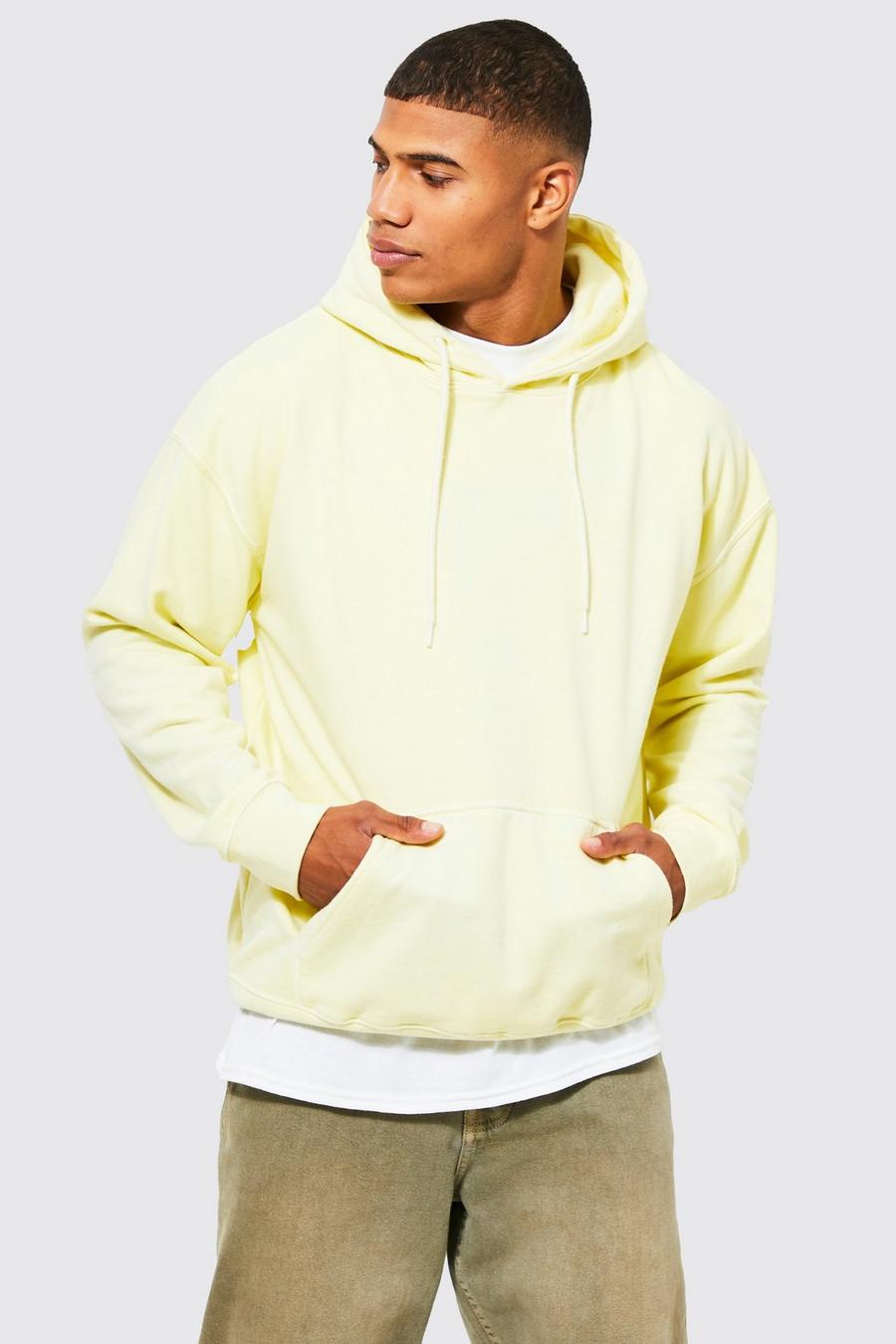 Yellow Oversized Washed Hoodie  image number 1