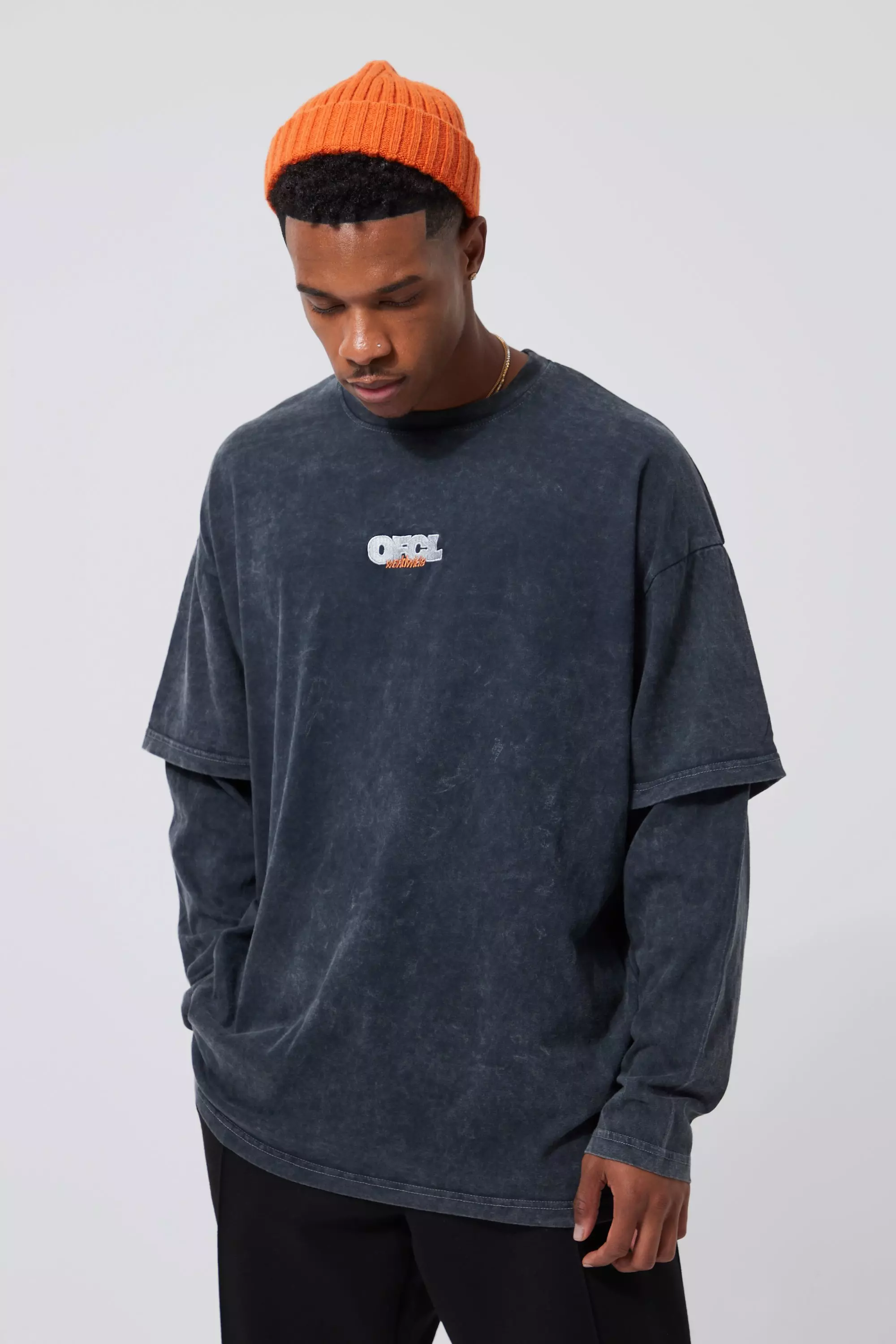 Oversized Ofcl Faux Layer Long Sleeve T-shirt