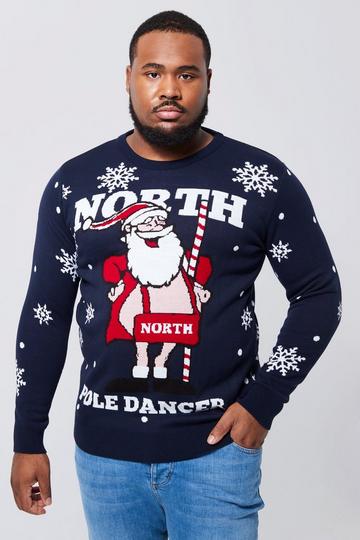 Plus North Pole Dancer Christmas Sweater navy